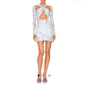 Superdown Nicole New With Tags Medium blue/white dress cutout front poly blend